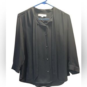 Loft Black Button Down Three Quarter Sleeve Blouse XS